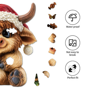 Rompecabezas navideño con diseño de toro, de cartón a todo color, de 51 a 100 piezas, con esquinas onduladas, laminación mate o brillante, unisex, de 8 a 14 años - Product Image 4