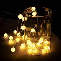 Guirlande lumineuse LED personnalisée de 5 m avec 50 LED, boules rondes givrées, blanc chaud, décoration de Noël, fête, installation facile