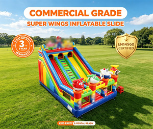 Château gonflable commercial multicolore à thème de personnage de dessin animé, design arc-en-ciel lumineux, en PVC, installation facile, capacité 500 kg, pour extérieur - Product Image 1