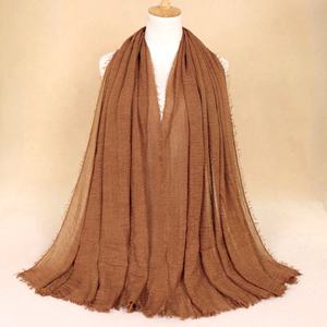 1010A toptan 100 renk büyük katı etnik atkılar şallar 90*180cm Softest viskon kırışık pamuk eşarp müslüman başörtüsü kadınlar için - Product Image 3