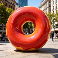 Sculpture créative en résine en forme de donut, statue alimentaire réaliste pour vitrine de boulangerie, café et restaurant