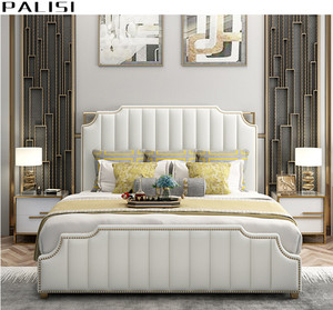 Hot Sale Luxury Soft <strong>Bed</strong> Set <strong>Gold</strong> <strong>Frame</strong> Upholstered Modern Leather <strong>Bed</strong> Queen Size High Headboard Postmodern Hotel king <strong>Bed</strong> - Product Image 4