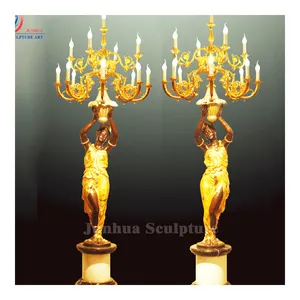 Luxe Levensgrote Antieke Gouden Bronzen Standbeeld <span class=keywords><strong>Lamp</strong></span> Bronzen Sculptuur <span class=keywords><strong>Lamp</strong></span> - Product Image 1