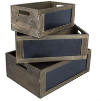Boîte de rangement décorative en bois brûlé de qualité supérieure, petite caisse empilable en bois pour l'organisation de la maison
