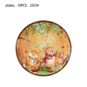 Fournitures de fête d'<span class=keywords><strong>anniversaire</strong></span> sur le thème des animaux de la <span class=keywords><strong>jungle</strong></span> moderne, plateau en papier, gobelet, serviette, nappe, décoration de gâteau sur le thème des animaux de la forêt - Product Image 5