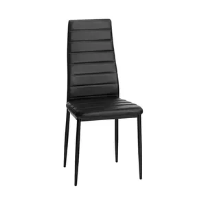 Sedia <span class=keywords><strong>da</strong></span> <span class=keywords><strong>Pranzo</strong></span> Moderna in Acciaio Inox Nero con Rivestimento in <span class=keywords><strong>Ecopelle</strong></span>, Stile Nordico per Caffè e Cucina - Product Image 1