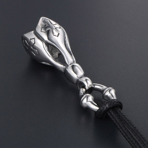 Collier avec pendentif croix rétro pour hommes, en acier titane, pendentif unique, cordon en cuir de 60cm, SP537 - Product Image 3