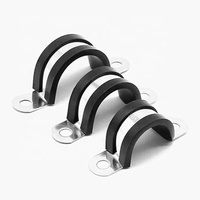 Collier de serrage en U en acier inoxydable avec caoutchouc, à deux trous, type selle
