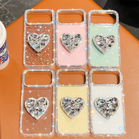 Étui de téléphone en forme de cœur avec bordure en strass scintillant, coque rigide IMD pour iPhone 18 Pro Max pour Samsung S26 ultra