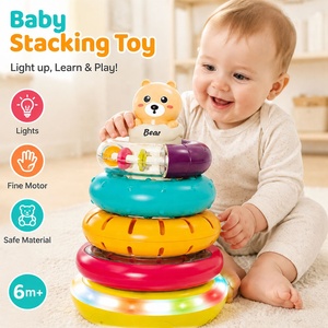 Juguete de Anillos Apilables Musicales para Bebés con Base Giratoria para el Aprendizaje Temprano y la Coordinación Mano-Ojo - Product Image 1