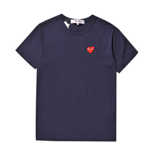 T-shirt per Coppie in Puro Cotone <span class=keywords><strong>con</strong></span> Ricamo a <span class=keywords><strong>Cuore</strong></span>, Magliette Estive a Maniche Corte <span class=keywords><strong>con</strong></span> Collo Tondo e Ricamo di <span class=keywords><strong>Cuore</strong></span> <span class=keywords><strong>Rosso</strong></span> - Product Image 3