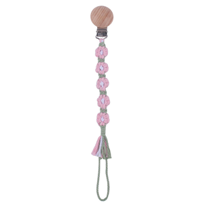 Attache-<span class=keywords><strong>tétine</strong></span> tricotée mignonne pour bébé, sangle porte-<span class=keywords><strong>tétine</strong></span> tressée, attache-<span class=keywords><strong>tétine</strong></span> pour fille avec fleur au crochet - Product Image 6