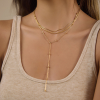 Collier ras du cou triple couche en acier inoxydable plaqué or 18 carats J&D Jewelry pour femme, chaîne minimaliste délicate à perles satellite, cadeau