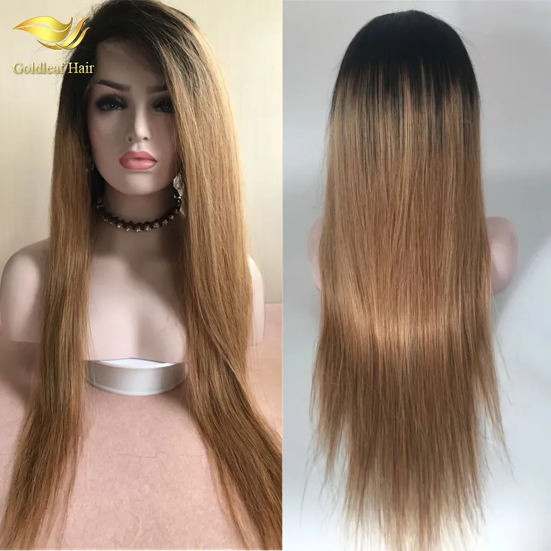 Mode dames gekleurde pruiken menselijk haar maagdelijke braziliaanse honing blonde full lace pruik met natuurlijke haarlijn