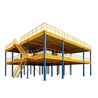 HONGXIN Étagère de mezzanine robuste en acier laminé à froid sans boulons, personnalisable, 2/3 niveaux, revêtement poudré, protection contre la corrosion