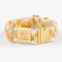 Collier de luxe réglable pour chien avec boucle métallique souple, accessoire personnalisé pour animaux de compagnie avec impression par transfert thermique
