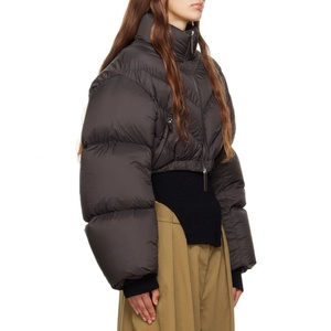 Chaqueta Acolchada de Nylon Tafetán con Relleno de Plumón Marrón para Mujer - Product Image 2