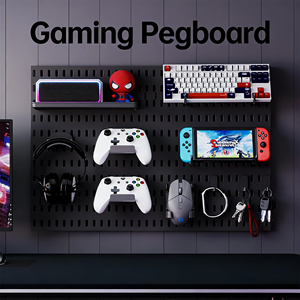 Système de panneaux perforés multifonctionnels pour le gaming sans perçage, <span class=keywords><strong>organisateur</strong></span> mural pour une installation facile et une organisation optimale de votre bureau de jeu - Product Image 3
