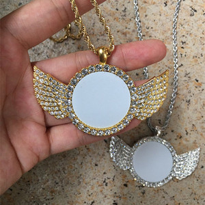 I vassoi pendenti con lunetta vuota con <span class=keywords><strong>ali</strong></span> d'angelo sublimano foto personalizzate con foto in bianco gioielli con collana di sublimazione - Product Image 2