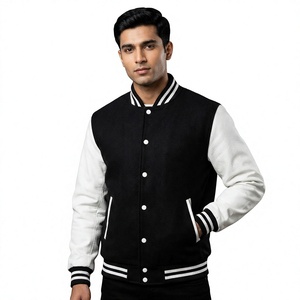 Blouson universitaire classique OEM style urbain, en toile de laine durable, fermeture à boutons-pression, broderie de logo personnalisée, coupe-vent d'hiver - Product Image 1