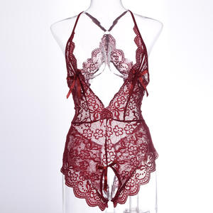 Penjualan laris Lingerie Satin seksi satu potong untuk wanita, pakaian dalam wanita Satin seksi tampak menggoda bahan nilon gaya transparan berenda - Product Image 4