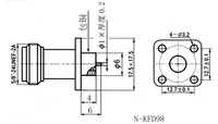 Connecteur d'installation de panneau à bride de type N N-KFD98, 4 trous carrés, coaxial RF 50 ohms DC-6GHz, prise et fiche, assemblage de câble RF