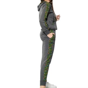Women's <b>Pink</b> Floral Print Hooded <b>Tracksuit</b> Set Full Sleeve Knitted Cotton Material Regular Fit All Seasons Casual Wear - Product Image 4