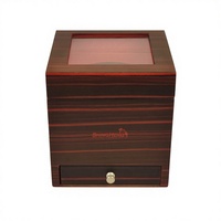 Boîte à bijoux en bois grainé ébène avec doublure en velours, fenêtre en acrylique et tiroir, logo personnalisé, boîte de rangement de luxe pour collection de bijoux