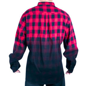 プラスサイズUSサイズ赤と黒のカラーブロック100% コットンカスタム糸染め通気性秋カジュアルフランネルシャツ - Product Image 3