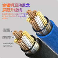 Câble audio haut de gamme blindé en nylon hybride or, argent, cuivre, coaxial et tressé pour haut-parleur, moniteur, microphone