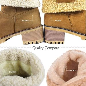 <span class=keywords><strong>Bottines</strong></span> d'hiver pour femmes confortables sans lacet mi-talon daim fausse fourrure doublure hauteur augmentant les <span class=keywords><strong>chaussures</strong></span> de plein air chaudes - Product Image 3
