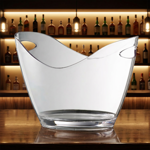 Eco-Friendly Classic <b>Plastic</b> Acrylic Large Oval Camping Ice Bucket for 6 Bottles EL - Product Image 3