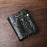 Portefeuille Bifold de Luxe pour Homme en Cuir Véritable Tanné Végétal, Porte-Cartes avec Fenêtre d'Identité et Bouton Pression, Portefeuille Professionnel Minimaliste