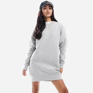 Long Sleeve Crew Neck Drop Ahoulders Oversized Casual Sweatshirt Dress Winter Cloths Women