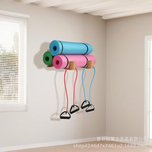 Wooden Yoga Mat Wall <b>Shelf</b> Wall Mounted Storage <b>Rack</b> For Yoga Equipment Lacquered Finish Punch Free Design - Product Image 4