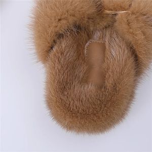 Très qualité luxe femmes hiver véritable vison <span class=keywords><strong>fourrure</strong></span> pantoufles talon plat diapositives Top qualité dame luxe <span class=keywords><strong>fourrure</strong></span> extérieur chaud sandales - Product Image 4