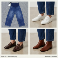 Jeans de Maternidad Casuales Vintage de Cintura Alta Personalizados de Fábrica con Costura Vertical y Pierna Recta, Denim de Verano