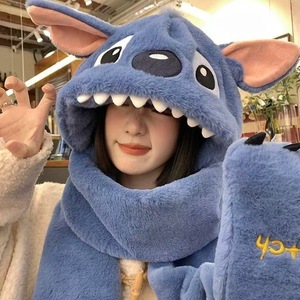 Rj Kawaii Khâu Mùa Đông Cô Gái Hat Chiếc Khăn Và Bộ Găng Tay Dày Ấm Fluffy Sang Trọng Ngoài Trời Thiết Lập Cho Tai Bảo Vệ Mũ Nón Mũ - Product Image 3