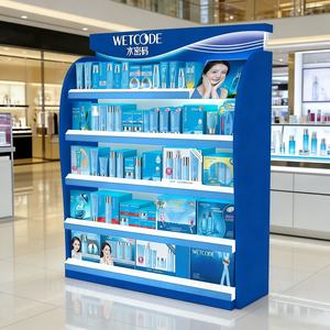 Exhibidor de Piso de Madera con LED de Primera Calidad para Marcas de Cuidado de la Piel en Tiendas Minoristas, Solución Elegante para Exhibición - Product Image 1