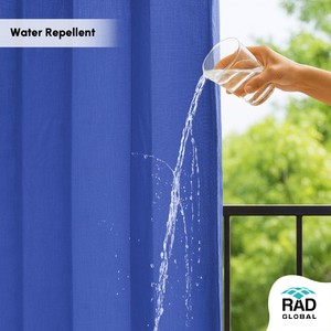 Rideaux d'extérieur haut de gamme bleu roi hydrofuges au design moderne et élégant pour patios et balcons stylés - Product Image 3