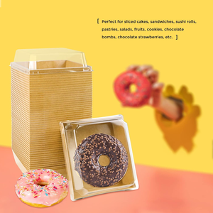 Cajas de cartón para charcutería, cajas cuadradas para postres, pasteles, para panadería, macarrones, donuts, sándwiches con tapas transparentes - Product Image 4