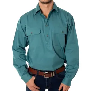 Herren Baumwolle Country Work Shirts maßge schneiderte hochwertige reine Baumwolle Twill Arbeits hemd