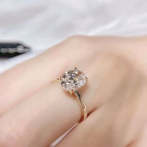Anillos Clásicos de Oro de 14K con Moissanita Ovalada de 2CT DEF VVS y Halo de Diamantes, Anillos de Boda, Joyería para Mujeres y Hombres - Product Image 2