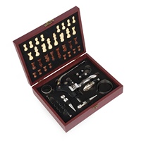 Coffret cadeau en bois personnalisé avec logo pour vin et échecs, ensemble d'accessoires ouvre-bouteille lapin 9 pièces