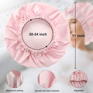 Bonnet de douche imperméable pour adultes, en PVC transparent, jetable, coloré, taille moyenne, en stock - Product Image 2