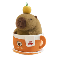Peluche Capybara Kawaii en Forme de Tasse à Café avec Rembourrage en Coton PP et Doublure en Maille, Matière Douce Orange, Cadeau Anti-Stress pour Enfants