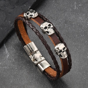 Bracelet en cuir tressé fait main avec crâne en fer, style vintage, personnalisé pour homme et femme - Vente chaude <span class=keywords><strong>AliExpress</strong></span> - Product Image 3
