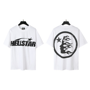 T-shirt Hell de qualité supérieure 100 % coton, streetwear, coupe oversize, épaules tombantes, manches courtes, imprimé vintage étoile pour <span class=keywords><strong>homme</strong></span> - Product Image 5