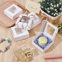 Cajas de Papel Cuadradas con Ventana Transparente, Caja de Embalaje de Papel Negro de 3x3x1.2 Pulgadas, Caja de Regalo Plegable para Fiestas de Cumpleaños y Bodas