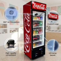 Réfrigérateur commercial vertical certifié CE avec ventilateur de refroidissement pour boissons, idéal pour la bière, le cola et les supermarchés